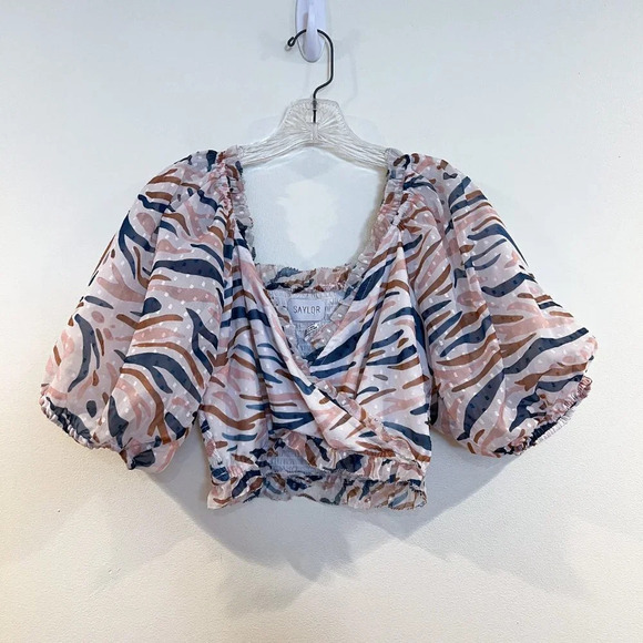 Saylor Teryn Smocked Printed Boho Puff Sleeve V Neck Two Piece Skirt Set S/M - Picture 6 of 9